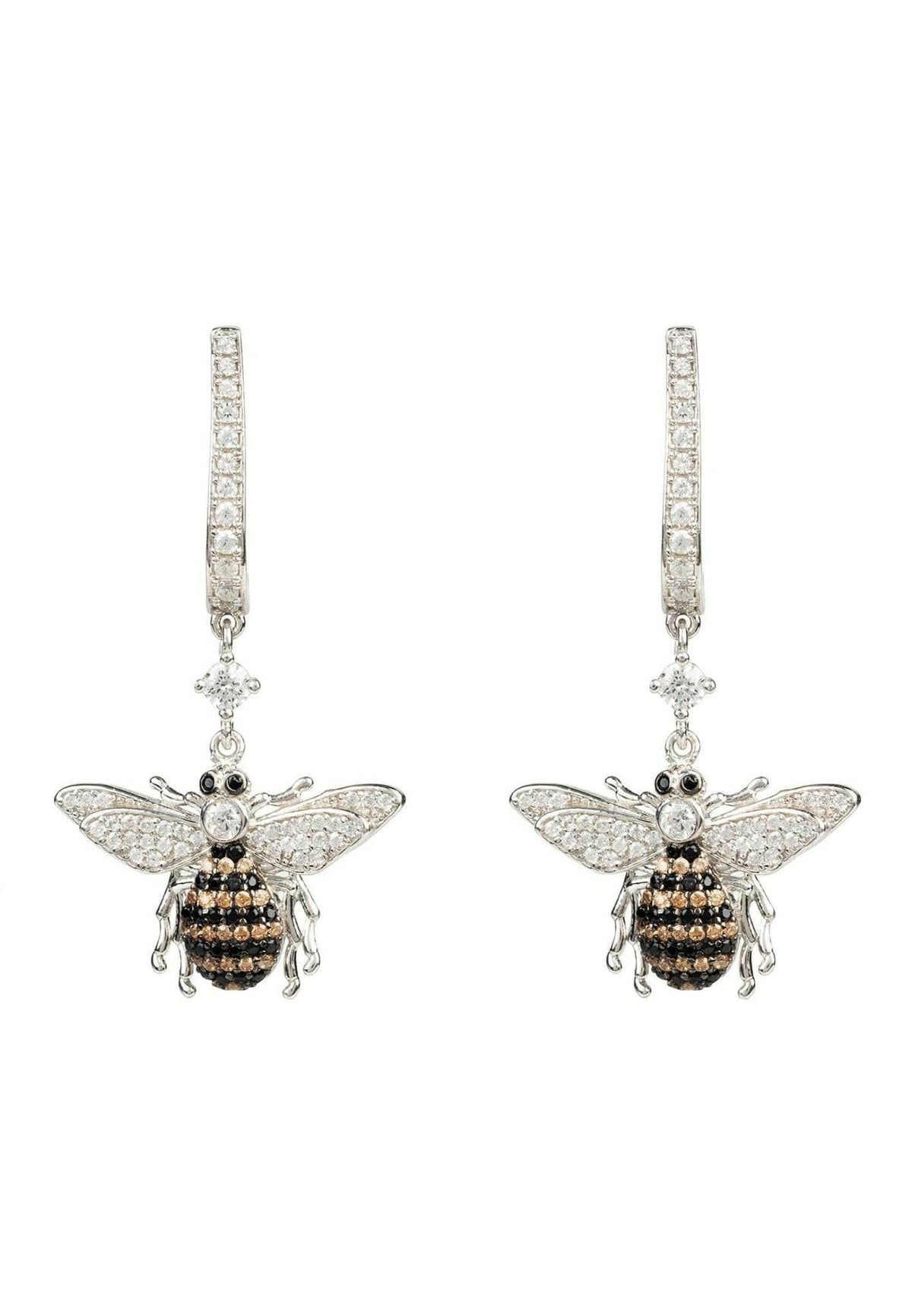 Honey Bee Drop Earrings Silver.