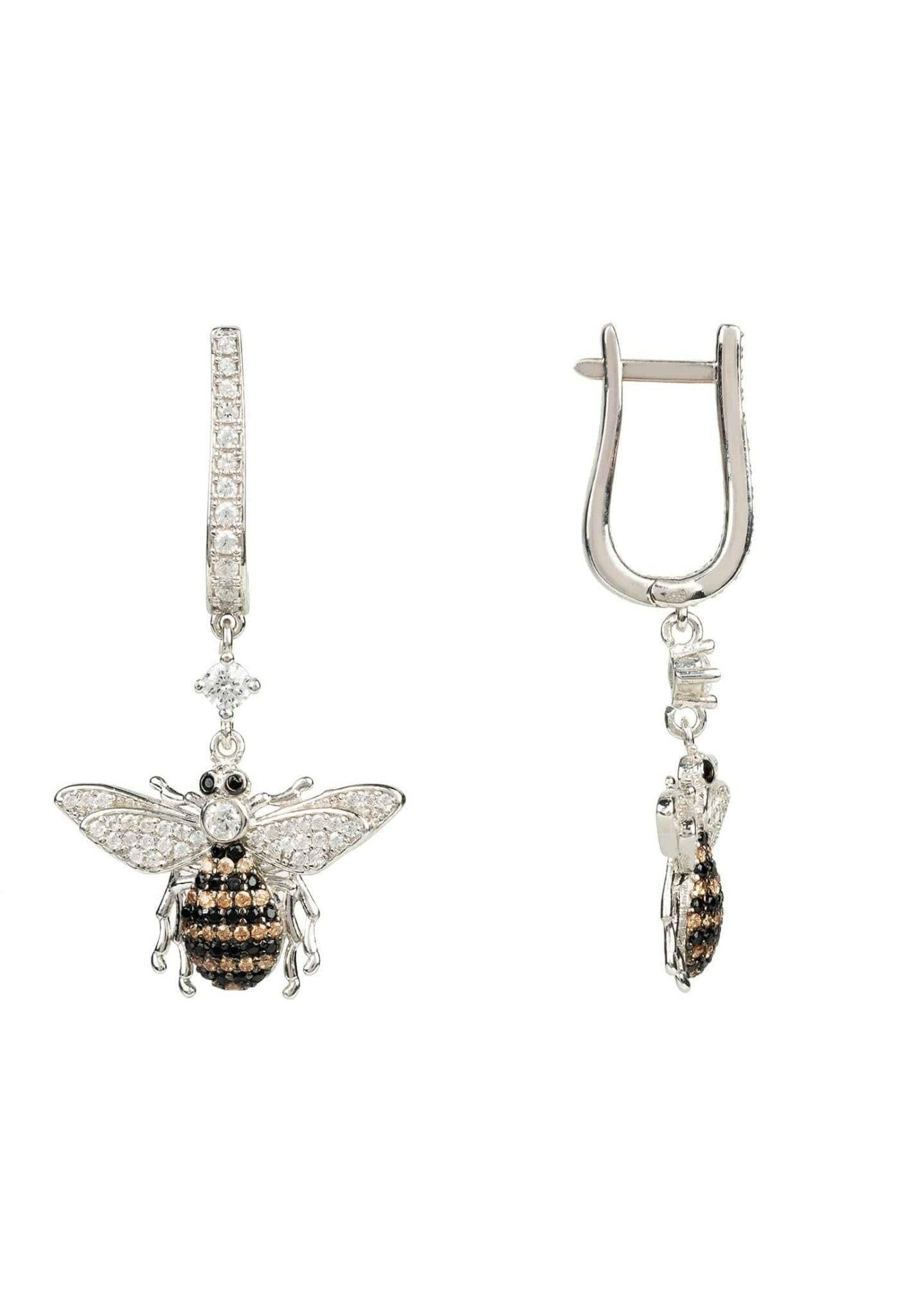 Honey Bee Drop Earrings Silver.