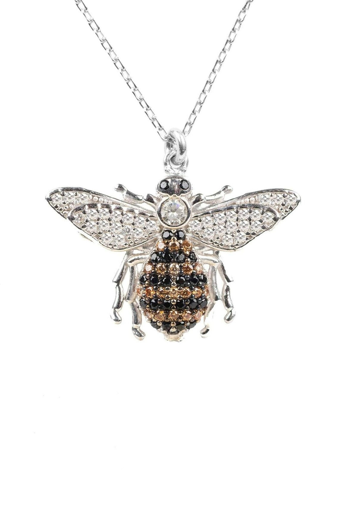 Honey Bee Pendant Necklace Silver.