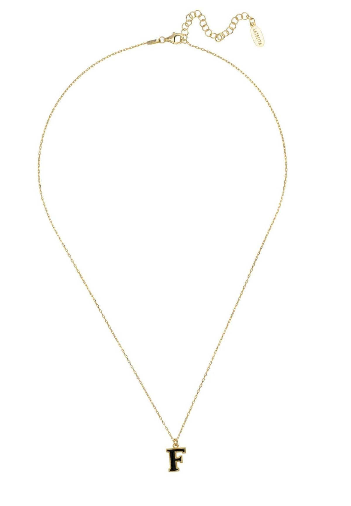 Initial Enamel Necklace Gold F.