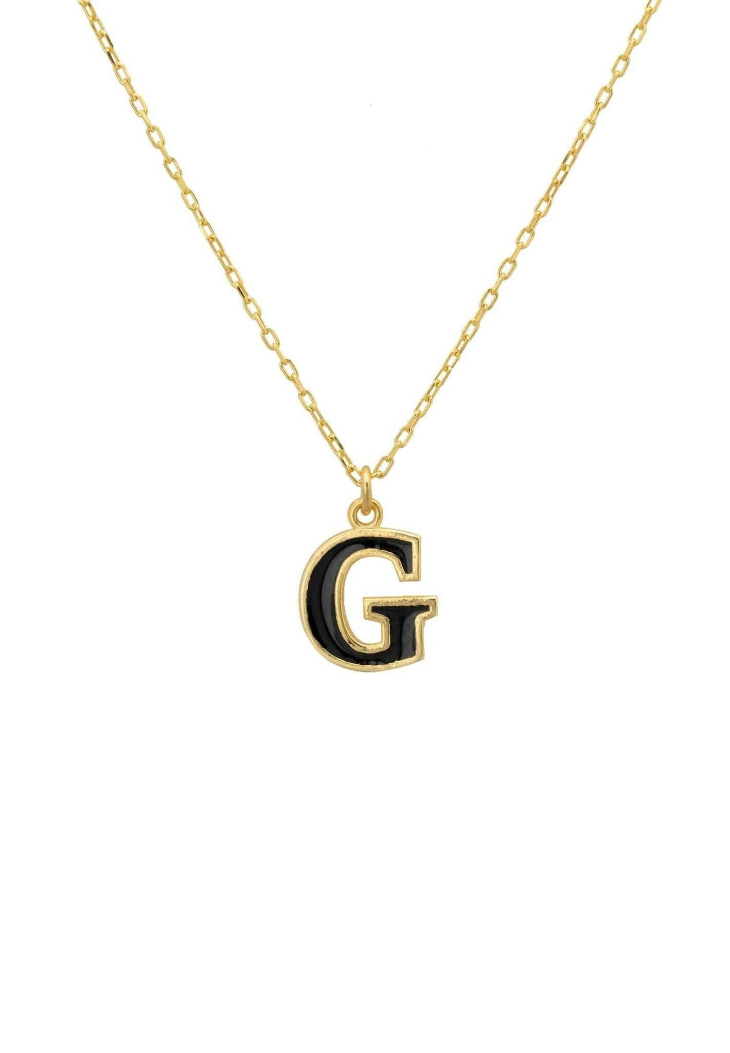 Initial Enamel Necklace Gold G.