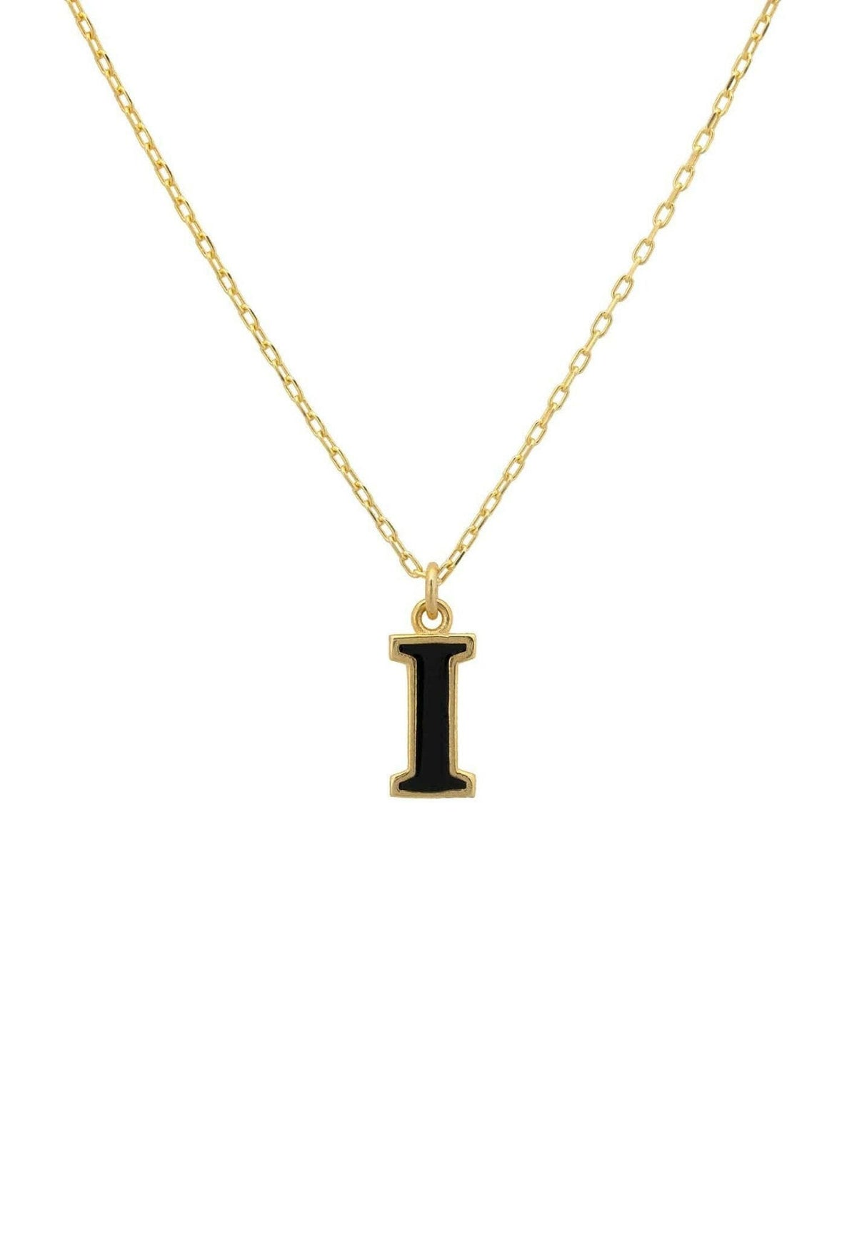 Initial Enamel Necklace Gold I.