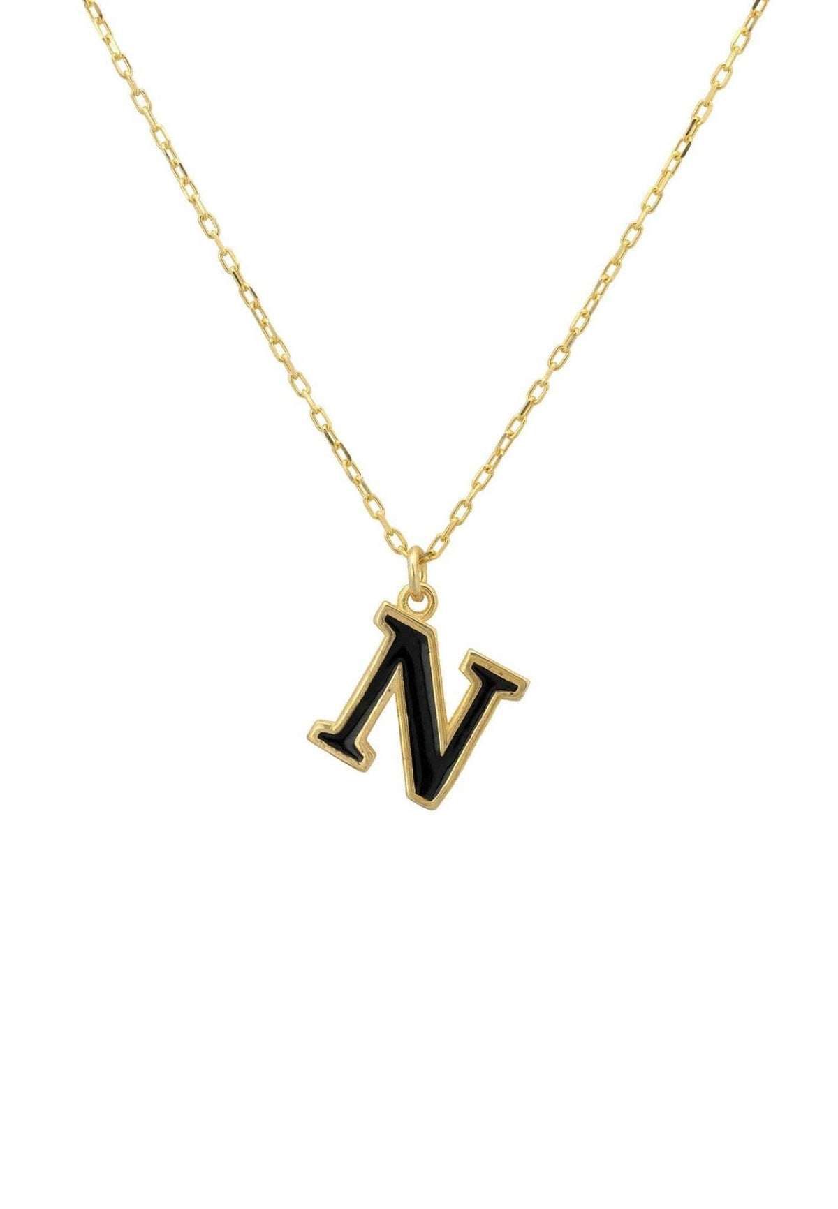 Initial Enamel Necklace Gold N.