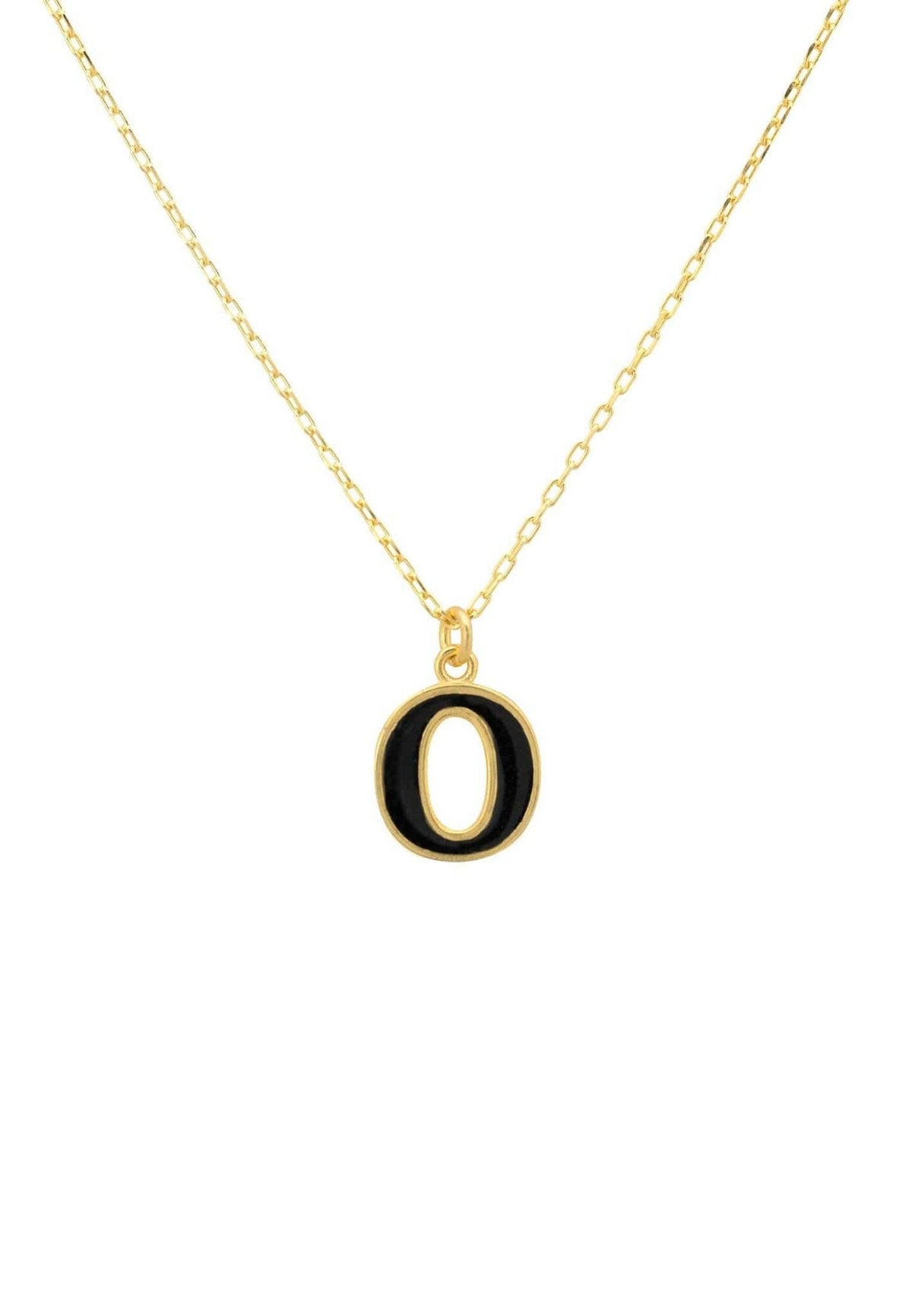 Initial Enamel Necklace Gold O.