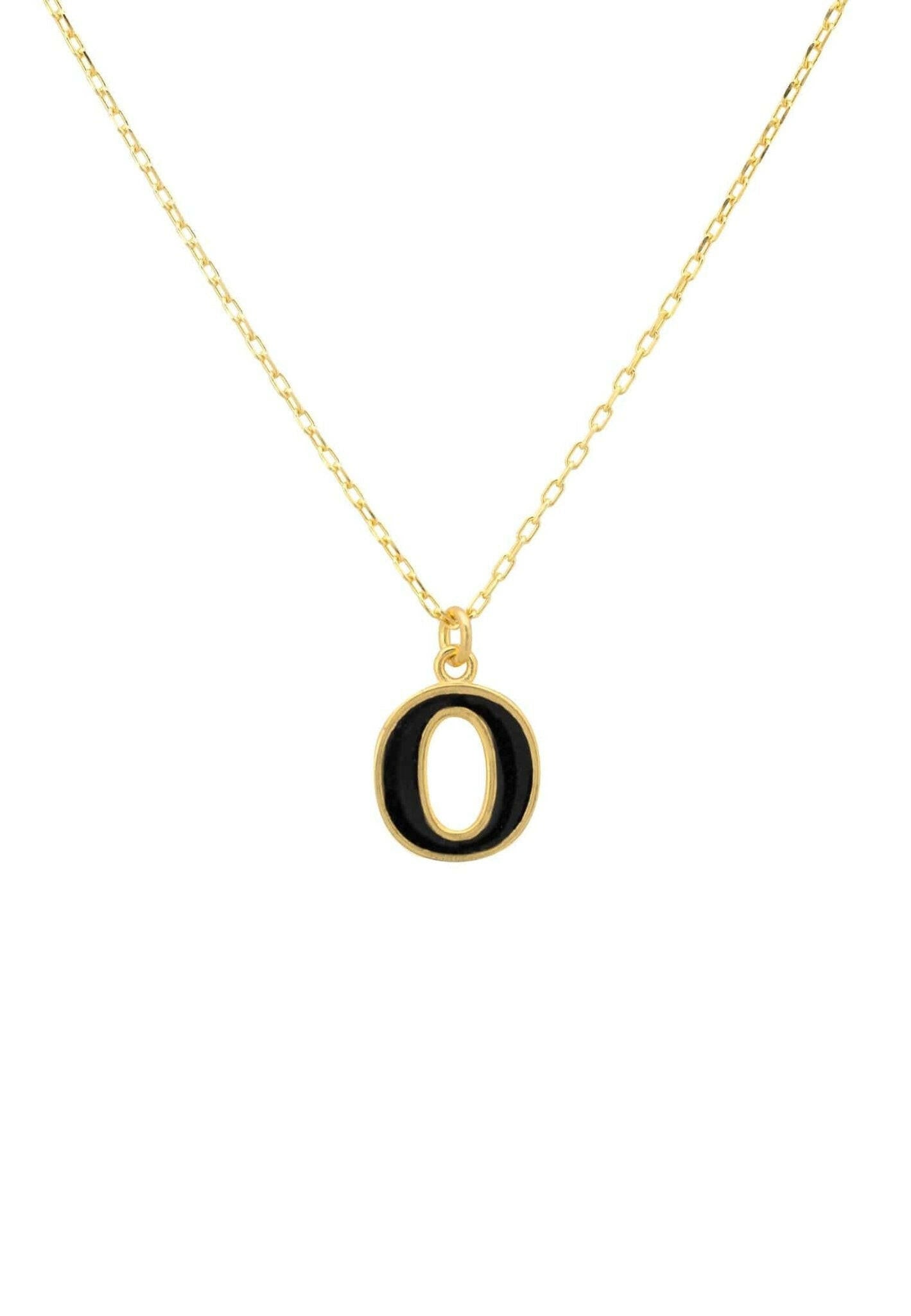 Initial Enamel Necklace Gold O.