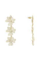 Jasmine Flower Triple Drop Earrings Gold.