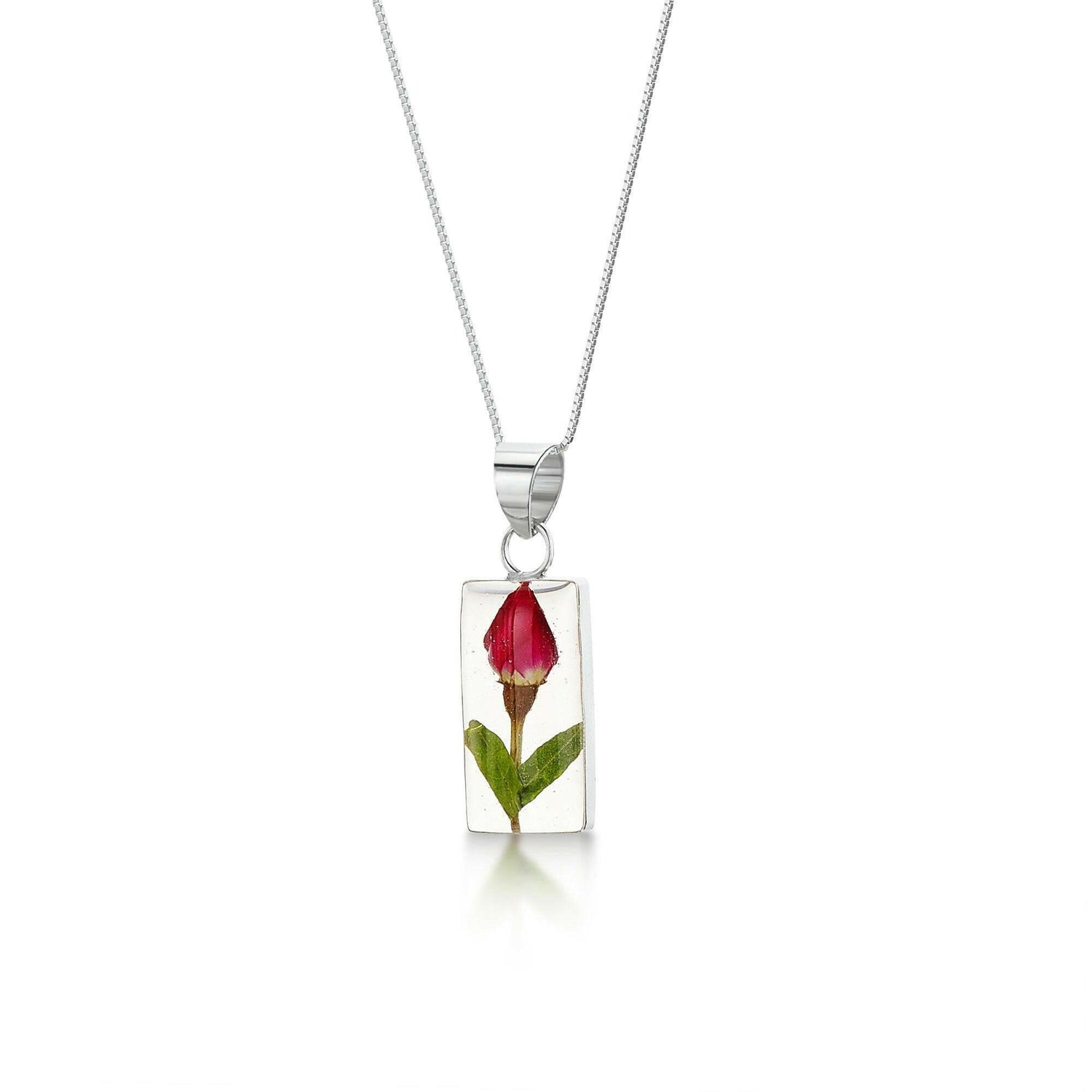 Miniature rose necklace by  Shrieking Violet® Sterling silver oval.