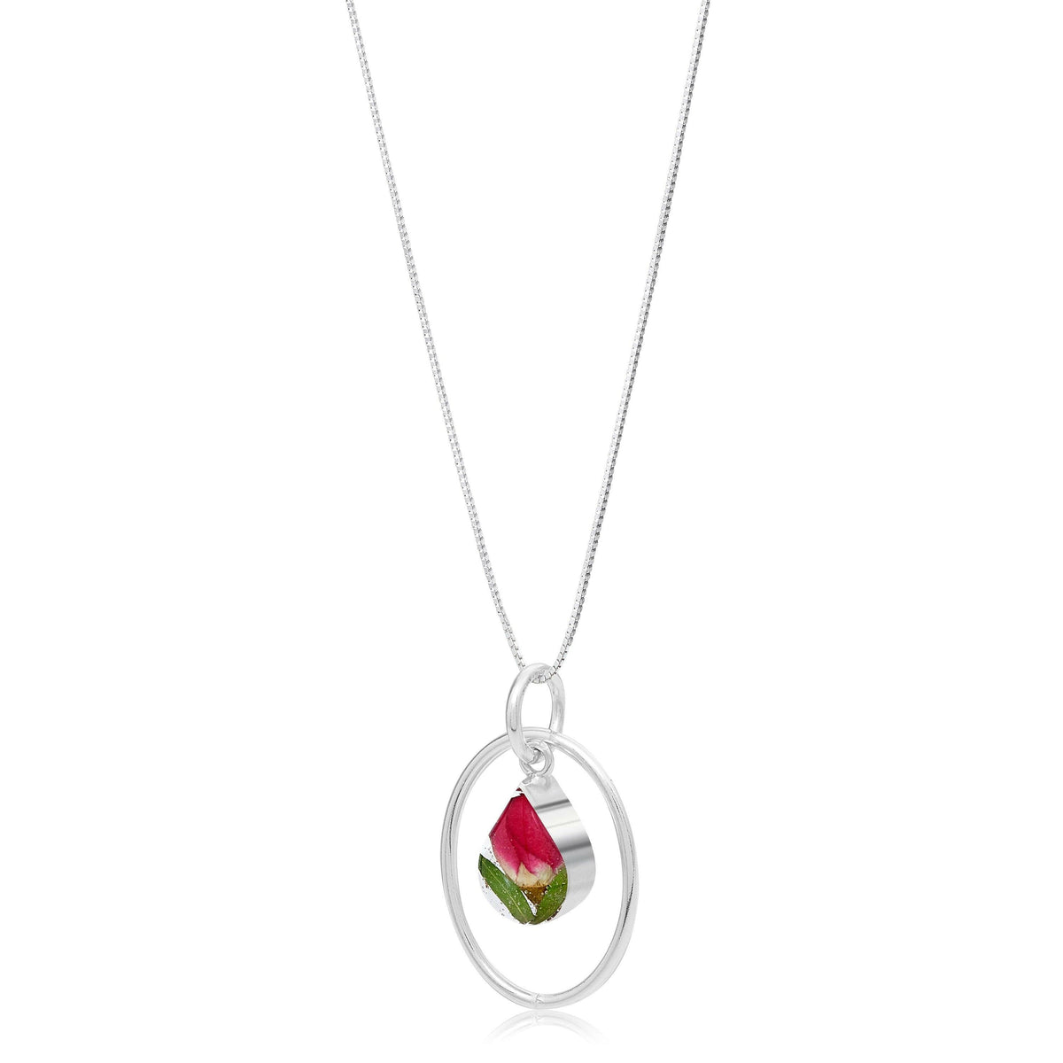 Miniature rose necklace by  Shrieking Violet® Sterling silver teardrop.