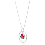 Miniature rose necklace by  Shrieking Violet® Sterling silver teardrop.