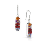 Mixed flower (poppy) drop earrings 'Leela' vertical bar.