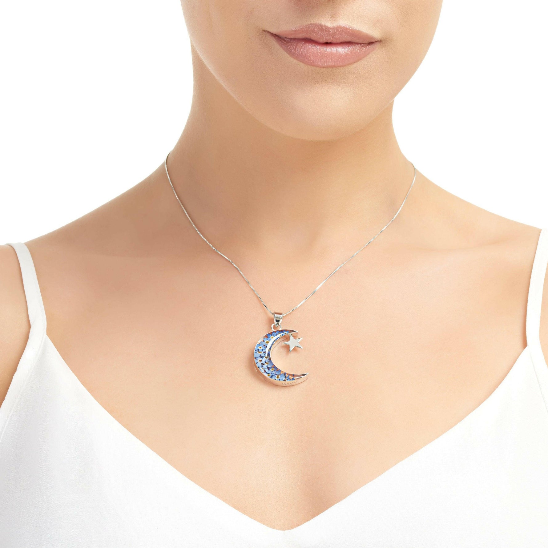 Moon & star necklace by Shrieking Violet® Sterling silver pendant.