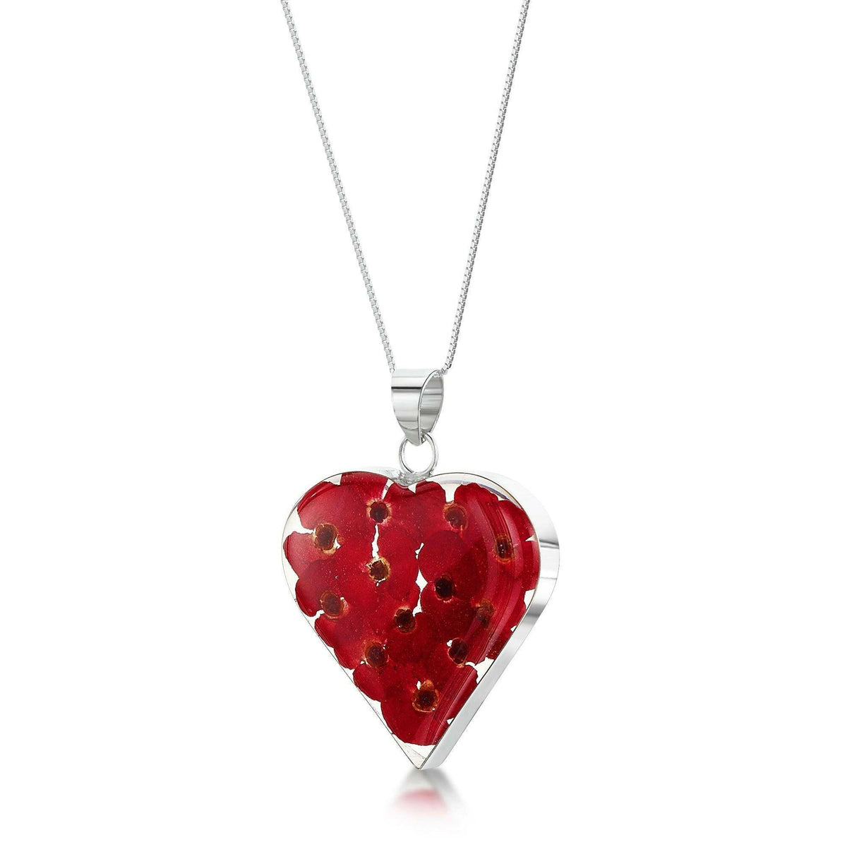 Poppy heart necklace by  Shrieking Violet® Sterling silver pendant.