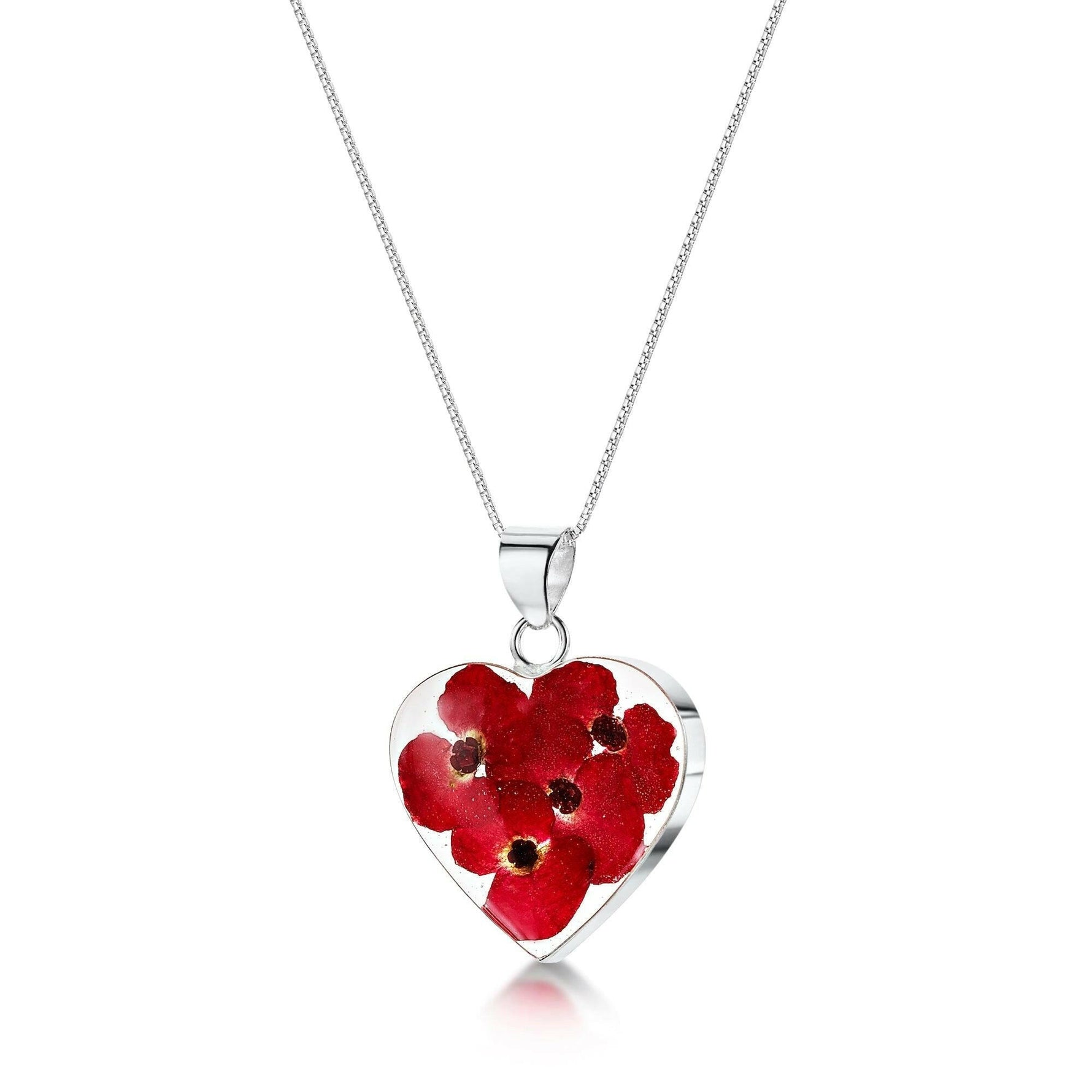 Poppy heart necklace by Shrieking Violet® Sterling silver pendant.