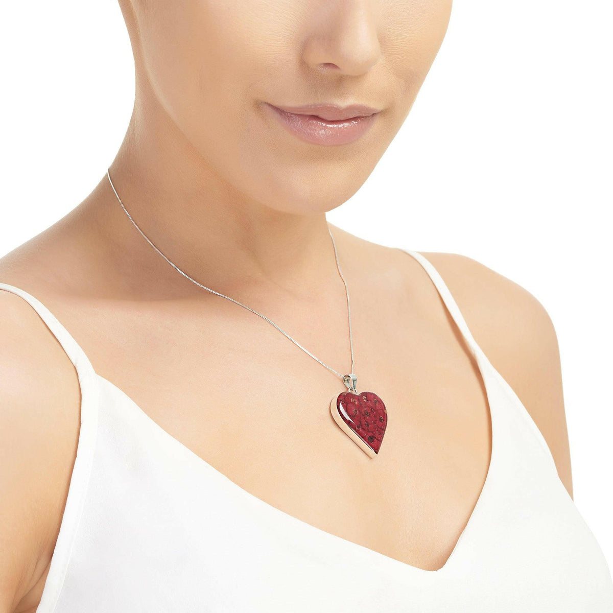 Poppy heart necklace by  Shrieking Violet® Sterling silver pendant.