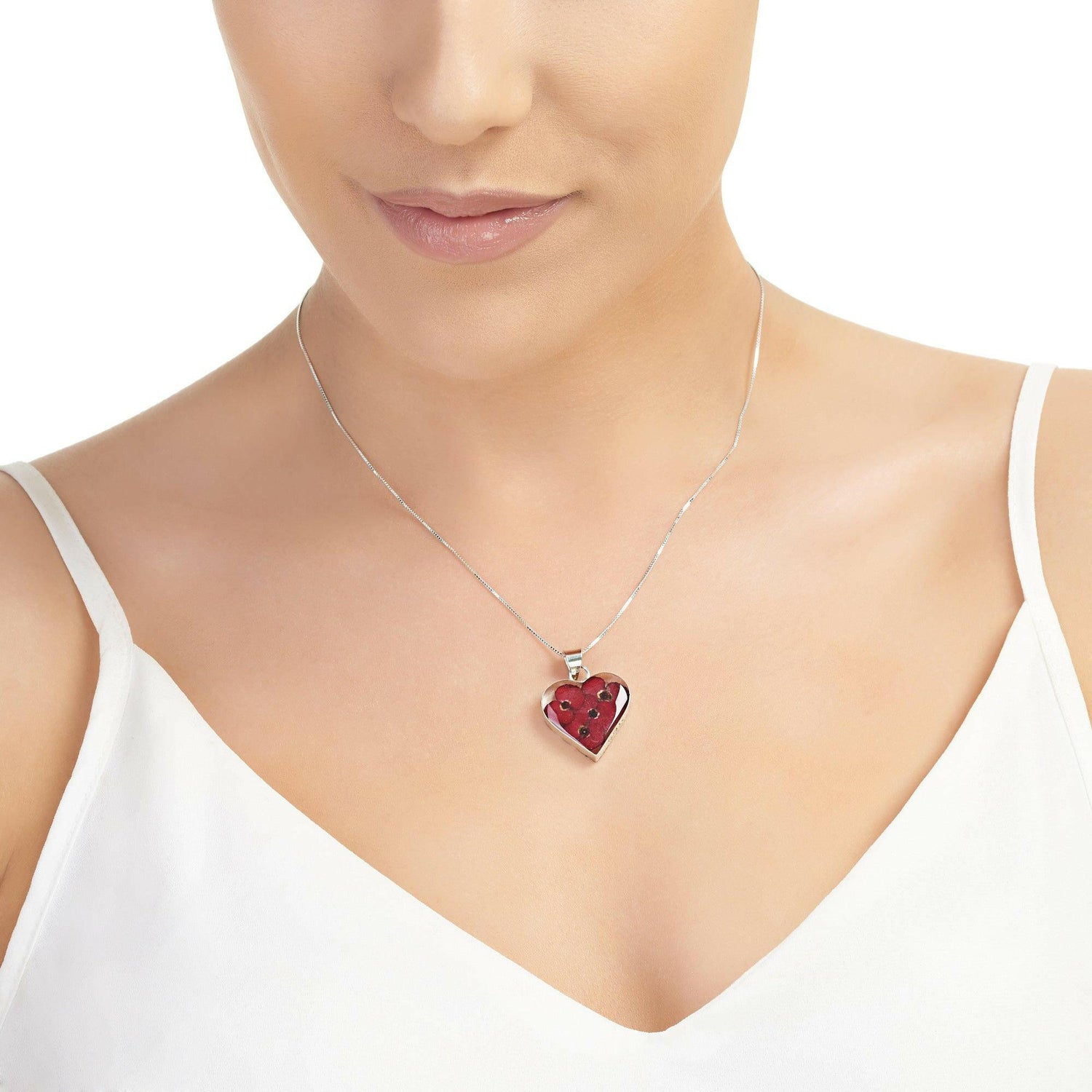 Poppy heart necklace by Shrieking Violet® Sterling silver pendant.