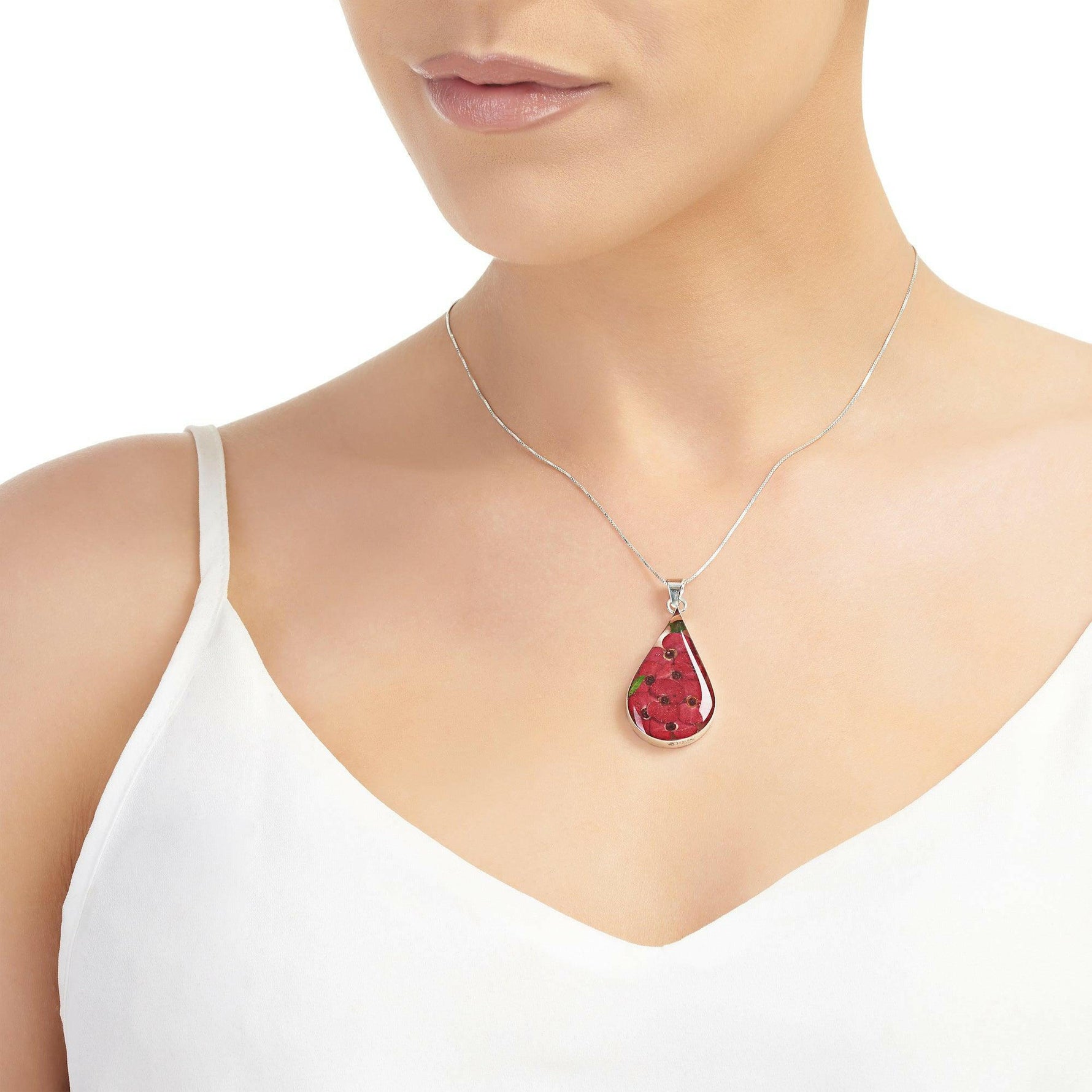 Poppy necklace by  Shrieking Violet® Sterling silver large teardrop.