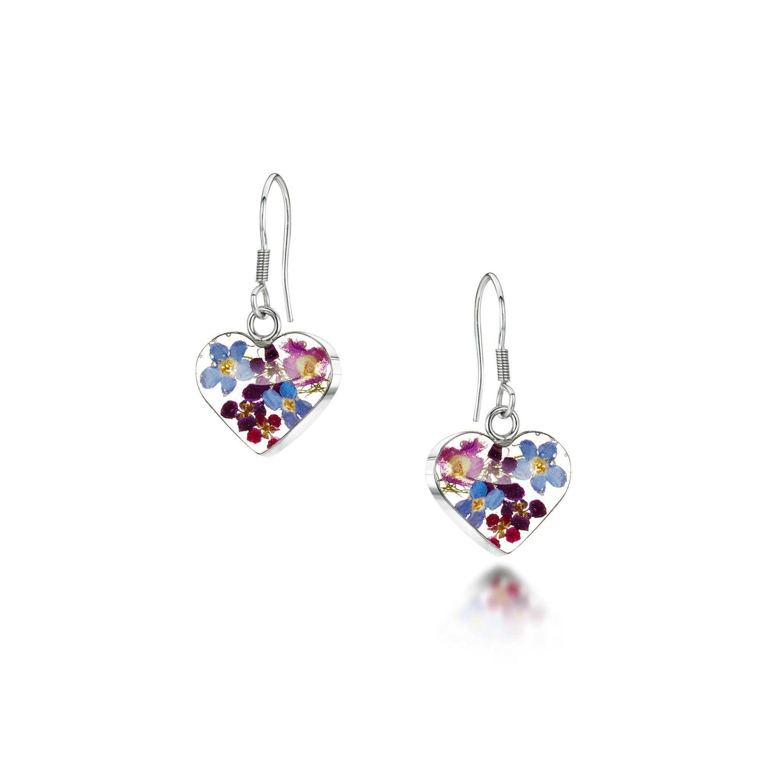 Silver Drop Earrings - Purple Haze - Sm Heart.