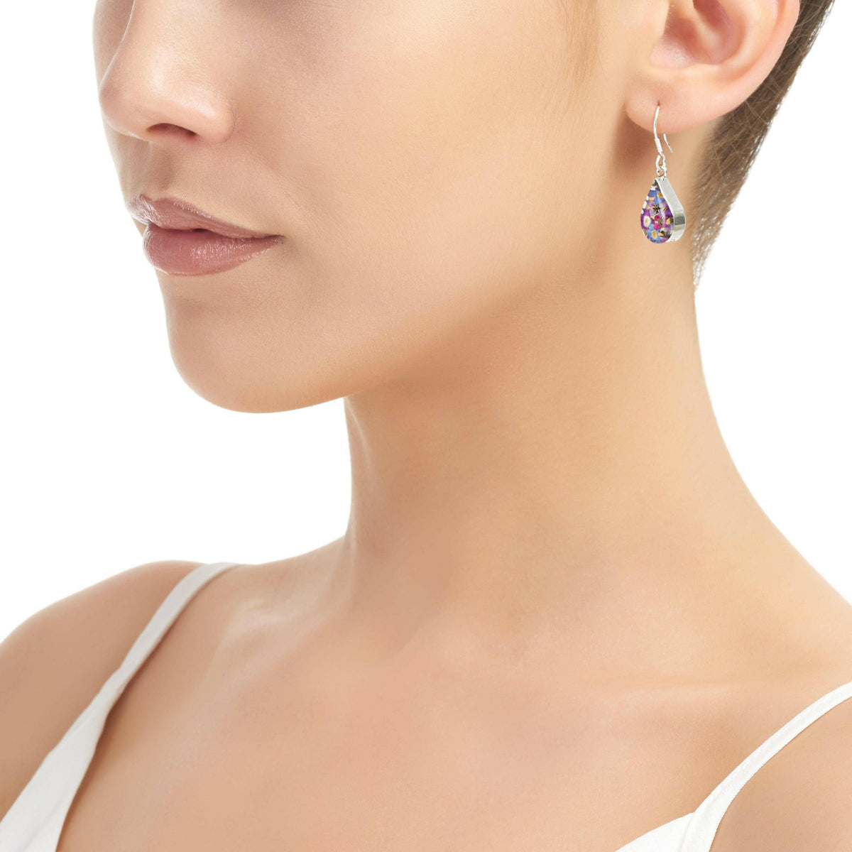 Silver Drop Earrings - Purple Haze - Teardrop.