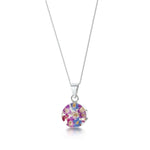 Purple Haze Round Pendant Necklace - Real Flowers, .925 Silver.