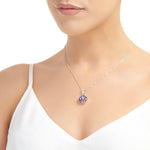 Purple Haze Round Pendant Necklace - Real Flowers, .925 Silver.