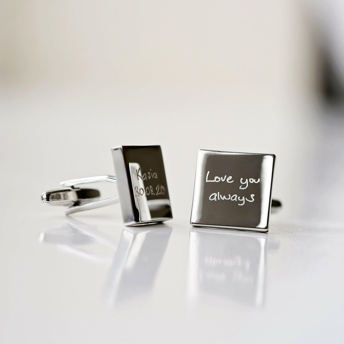 Engraved Own Actual Handwriting Cufflinks.