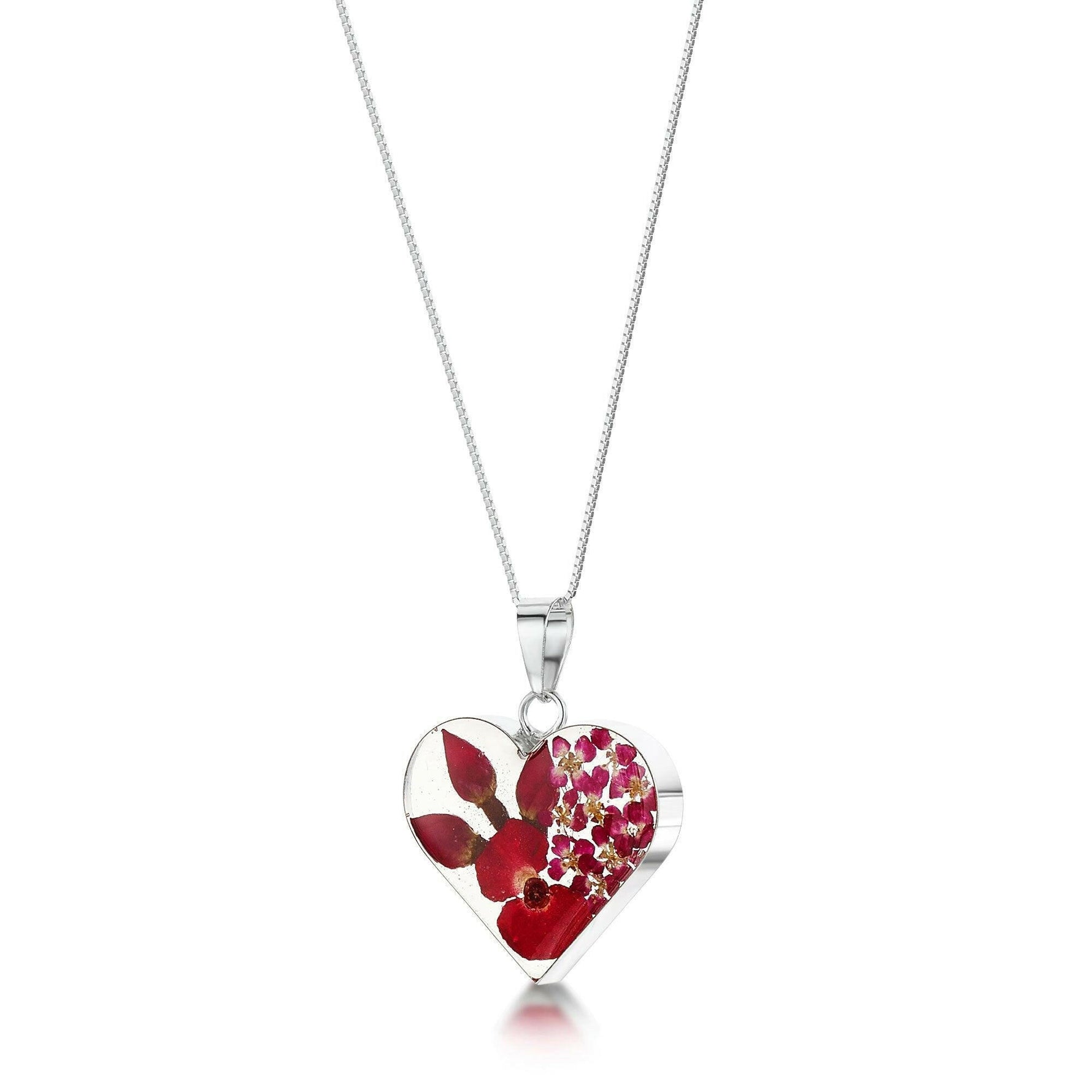 Shrieking Violet® Sterling Silver Poppy Rose Heart Pendant Necklace.