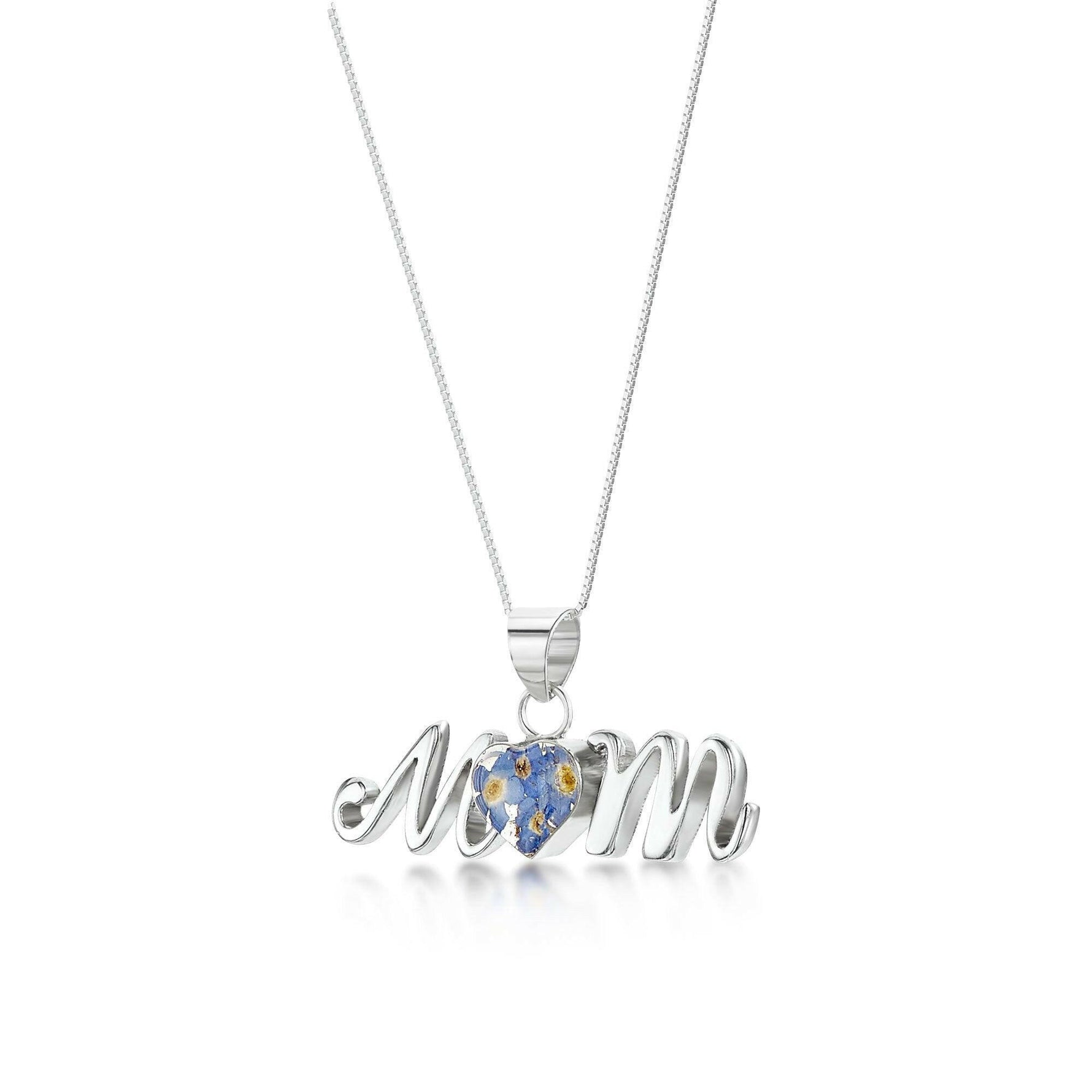 Sterling Silver Mum Pendant with Forget-Me-Nots - Perfect Mother's Day.