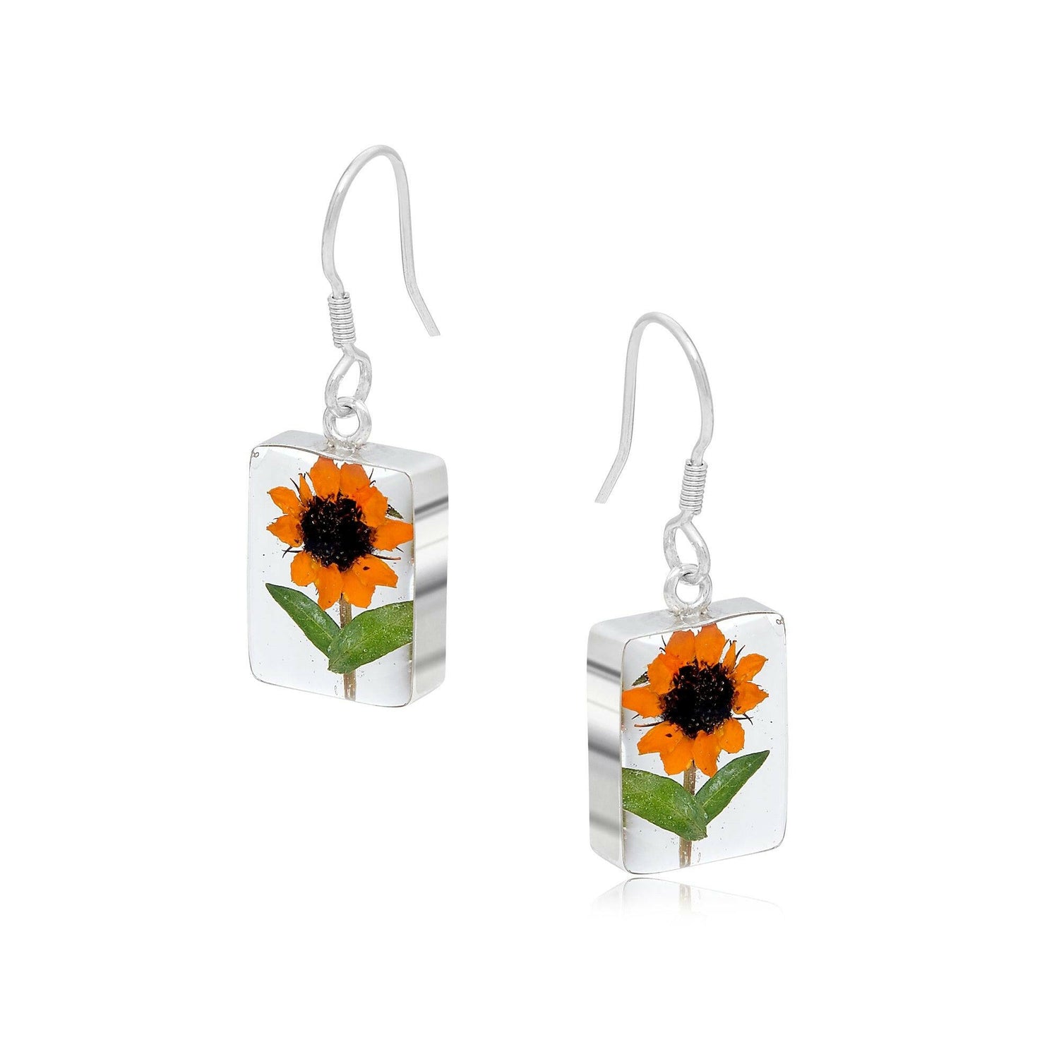 Sunflower earrings by  Shrieking Violet® Sterling silver dangle drop.