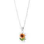 Sunflower necklace by Shrieking Violet® Sterling silver rectangle.