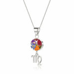 Virgo Necklace - Sterling silver pendant with real flowers & a zodiac.