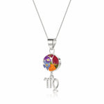 Virgo Necklace - Sterling silver pendant with real flowers & a zodiac.